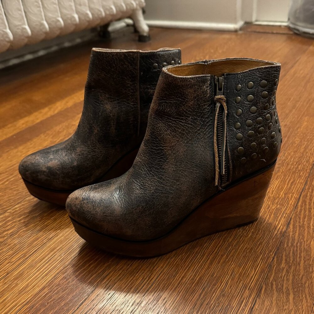 BEDSTU Leather Booties, Size 9, Dark Brown